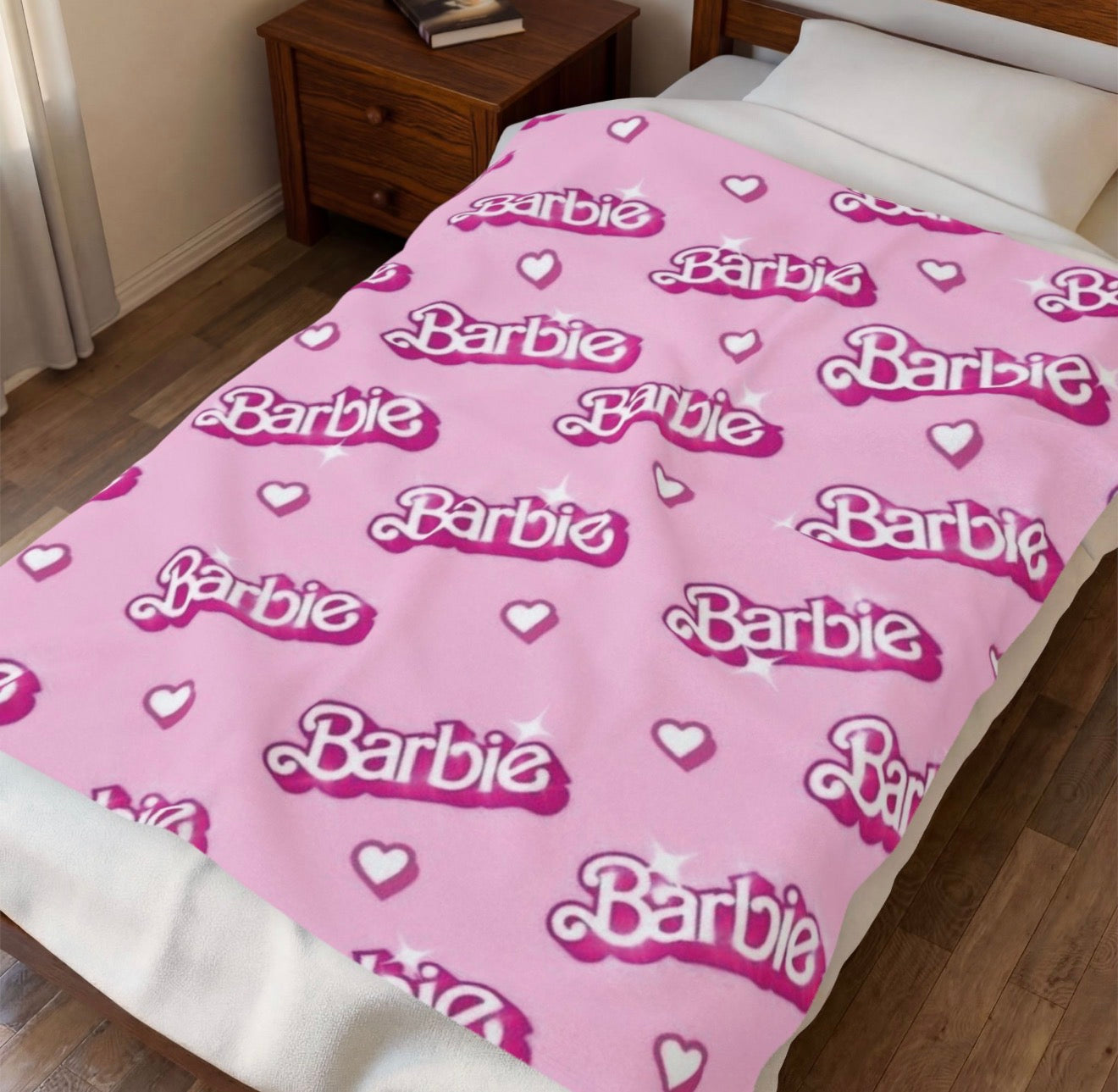 Barbie Collection Kids plush blanket bedroom pink Barbie design