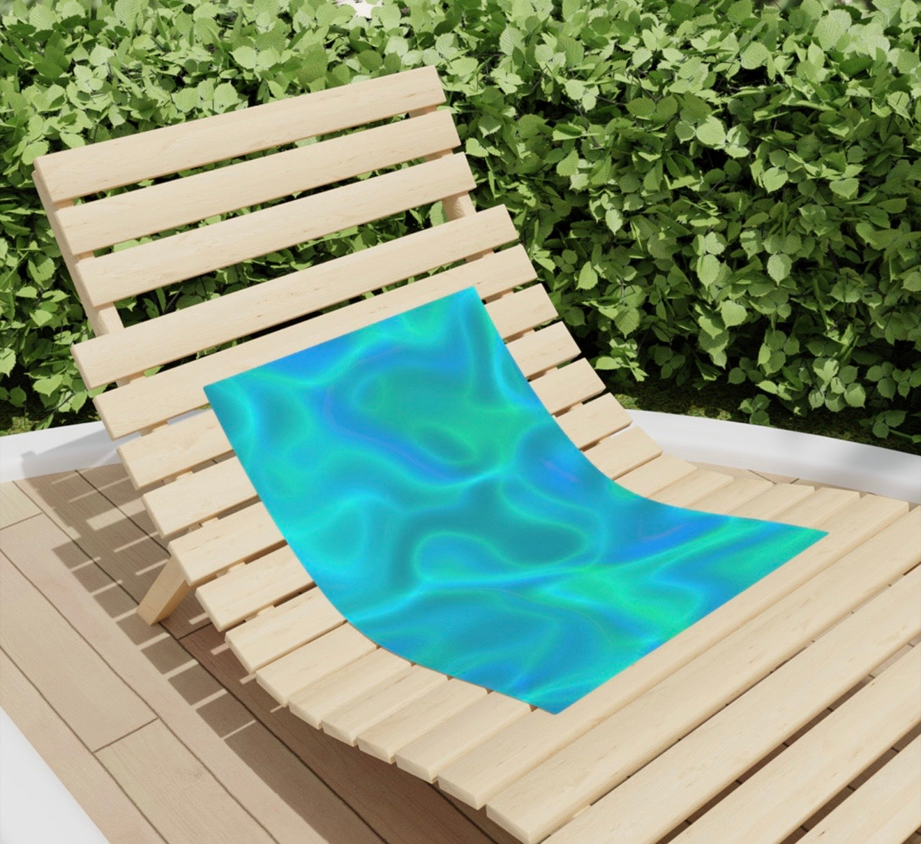 Blue Green Water Design Beach Towel kids adults swimming and water fun, marble design fast drying