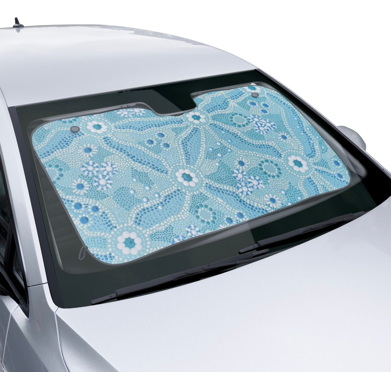 Blue Dot painting sun visor shade window cover